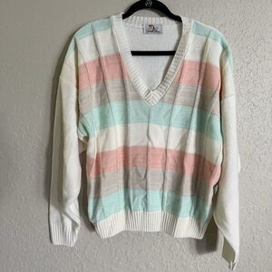 Vintage Arnold Palmer Sweater Men’s XL Pastel Striped Golf Preppy Grandpa Core